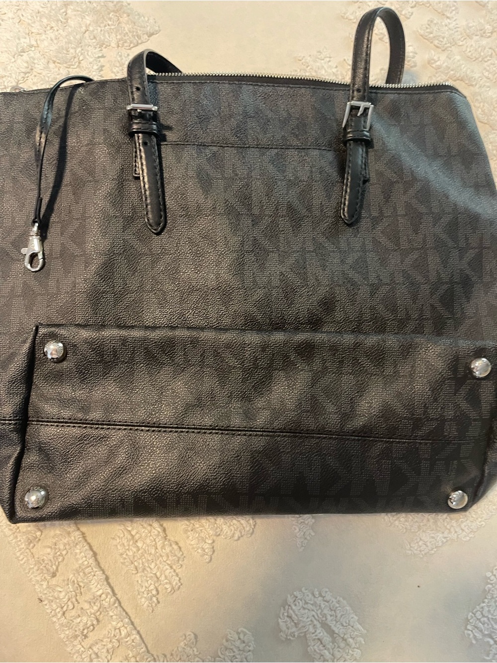 Michael Kors Black MK Logo Laptop Tote